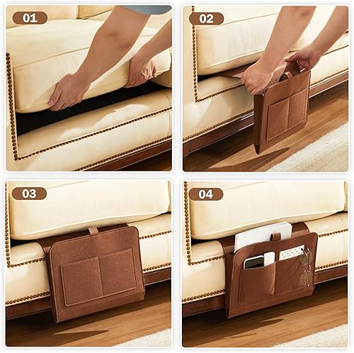 Miniatura 7 de YOUDENOVA Organizador de mesita de noche, organizador de noche para dormitorio, litera, marrón