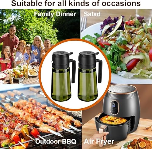 Miniatura 6 de Pulverizador de aceite para cocinar, dispensador de aceite de oliva 2 en 1, botella verde de bloqueo de luz de 16 oz15.9 fl oz para freidora de