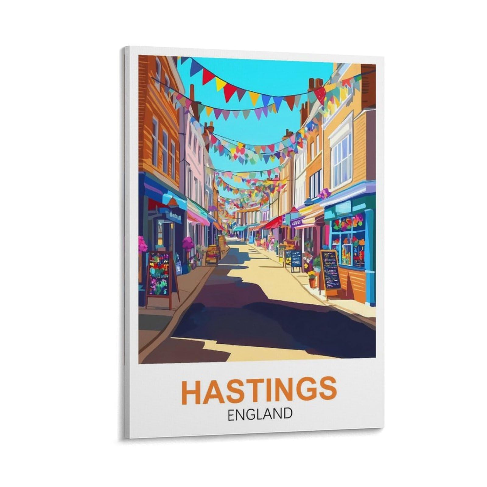 XLLYXYGJQ Hastings England Vintage Travel Postes 12x18inch(30x45cm) Canvas Wall Art Poster Print Artwork Painting Picture for Home Decoration Living Room Office Bedroom