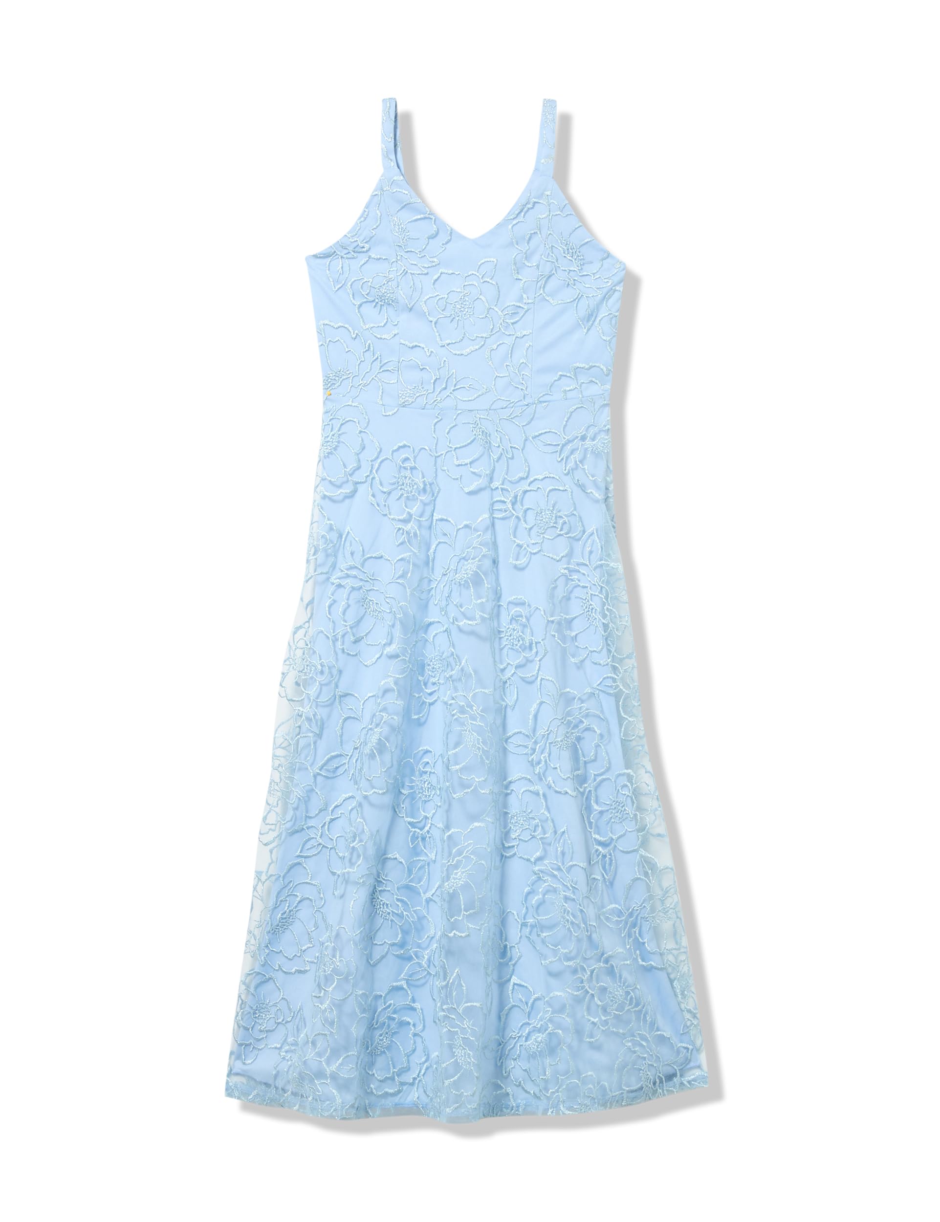 Speechless Girls' Sleeveless Embroidered Tulle Maxi Dress