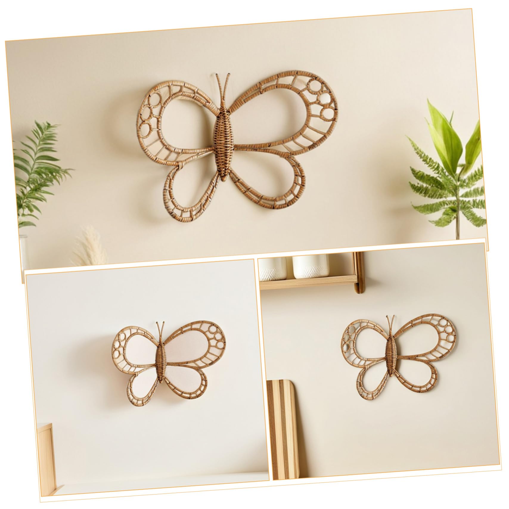 BESTYASH Decoración de Pared Forma de Ratán Estilo Bohemio Colgante de Pared de Mimbre para Habitación Infantil Guardería Sala de Estar
