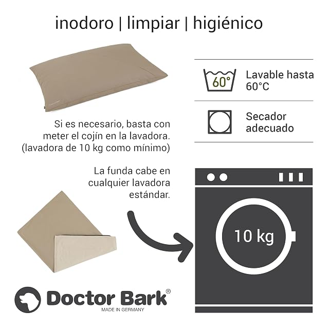 Foto 7 de 8 de Doctor Bark GreenLabel - Cojín para perros y funda de cojín para perros, suave, grande, lavable, fácil…
