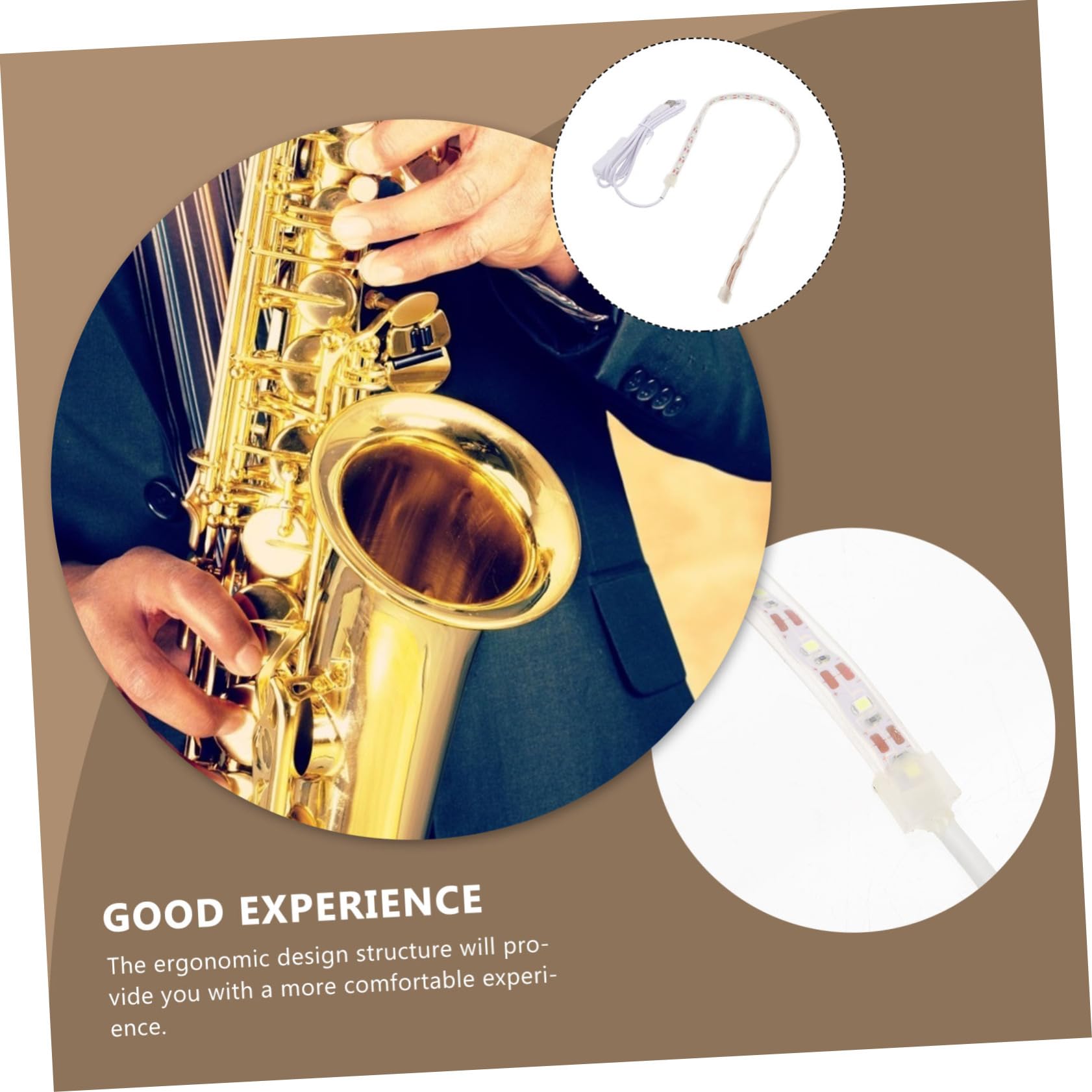 Bande Lumineuse LED USB 50cm pour Détection de Fuites Saxophone et Autres Instruments à Vent, Outil de Réparation Précis pour Flûte, Clarinette, et Hautbois, Accessoires