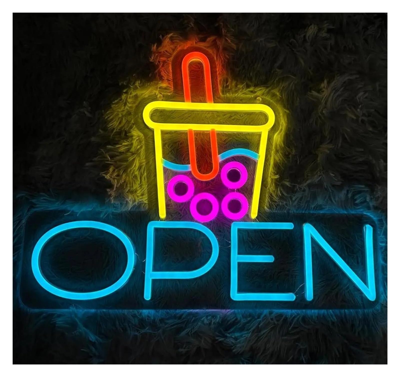 LEMST Sign Lamp Bubble Tea Shop Neon Signs USB Powered, Shop Open Neon Lights Suitable for Shop Decor Commercial Signs 29cmx38cm