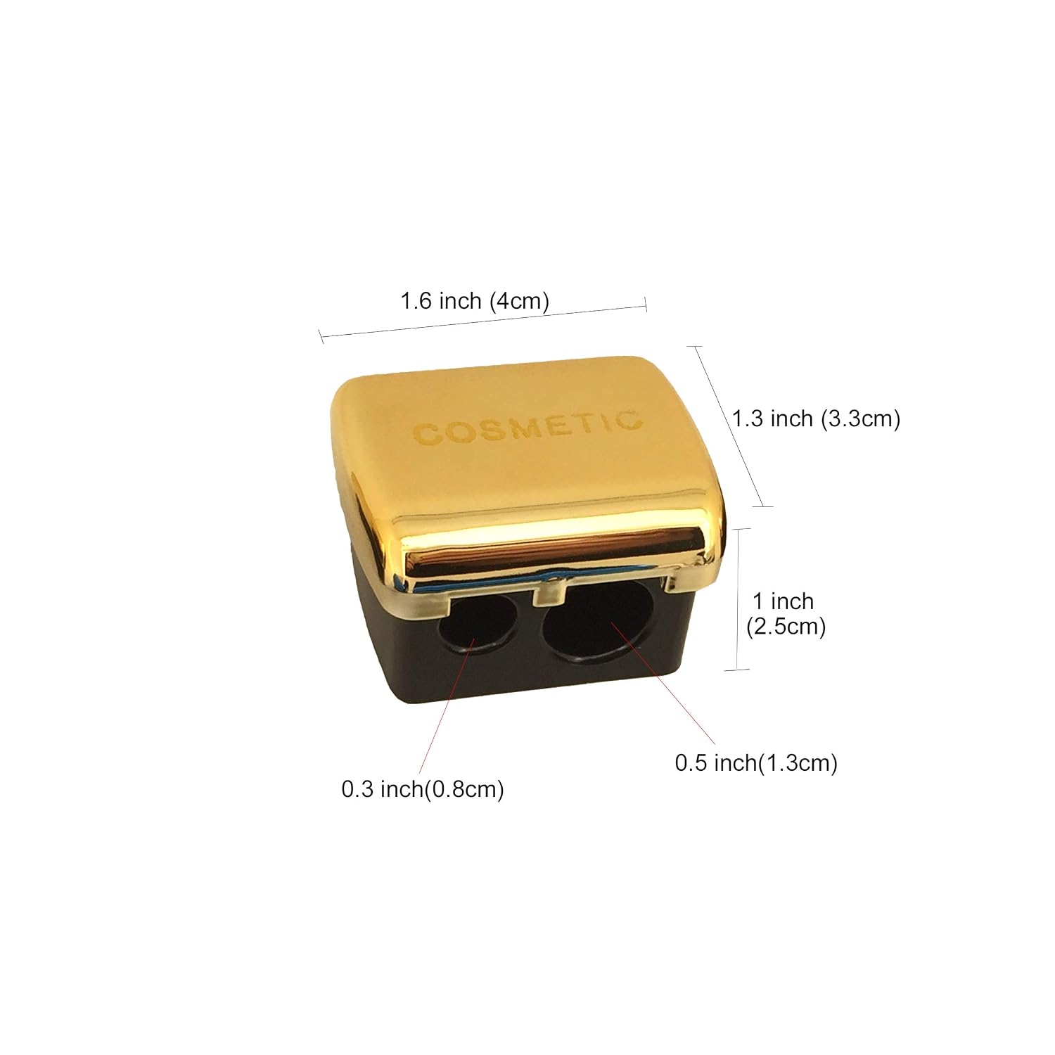 Dual Makeup Sharpener (2 Pack) for Cosmetic Eyebrow Eyeliner Pencil Golden