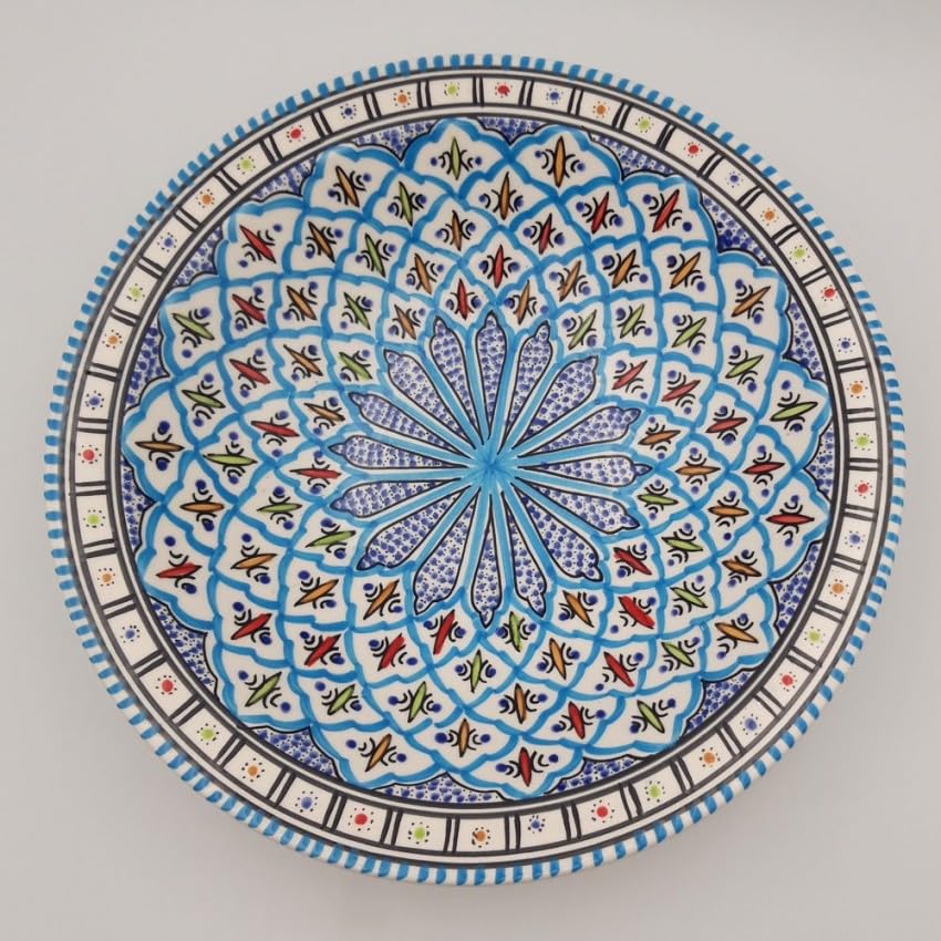 Plat Tebsi Bakir turquoise - D 37 cm