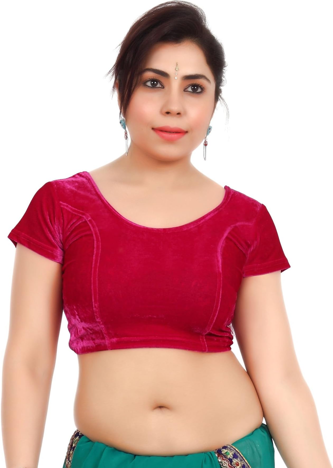 Velvet Fabric Women Blouse (2074-BL-PINK02-XL)