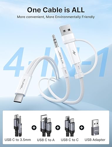 Miniatura 3 de JSAUX Cable de carga y auriculares USB C a 0.138 in, conector USB C a audio auxiliar 2 en 1 con PD de 60 W de carga rápida compatible con iPhone 15
