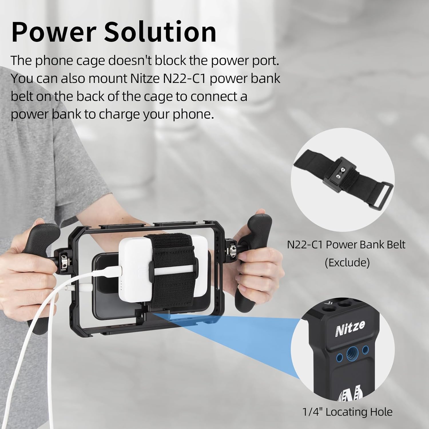 Nitze Smartphone Cage, Aluminum Phone Video Rig, with Adjustable Cellphone Clamp, 5 Built-in Cold Shoes, for Videomaker, Videographer, Vlogger and Youtuber - T-MP01A