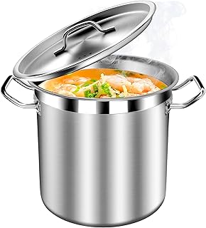 20 Quart Soup Pot with Lid – Stainless Steel Stock Pot, Heavy Duty Cooki...