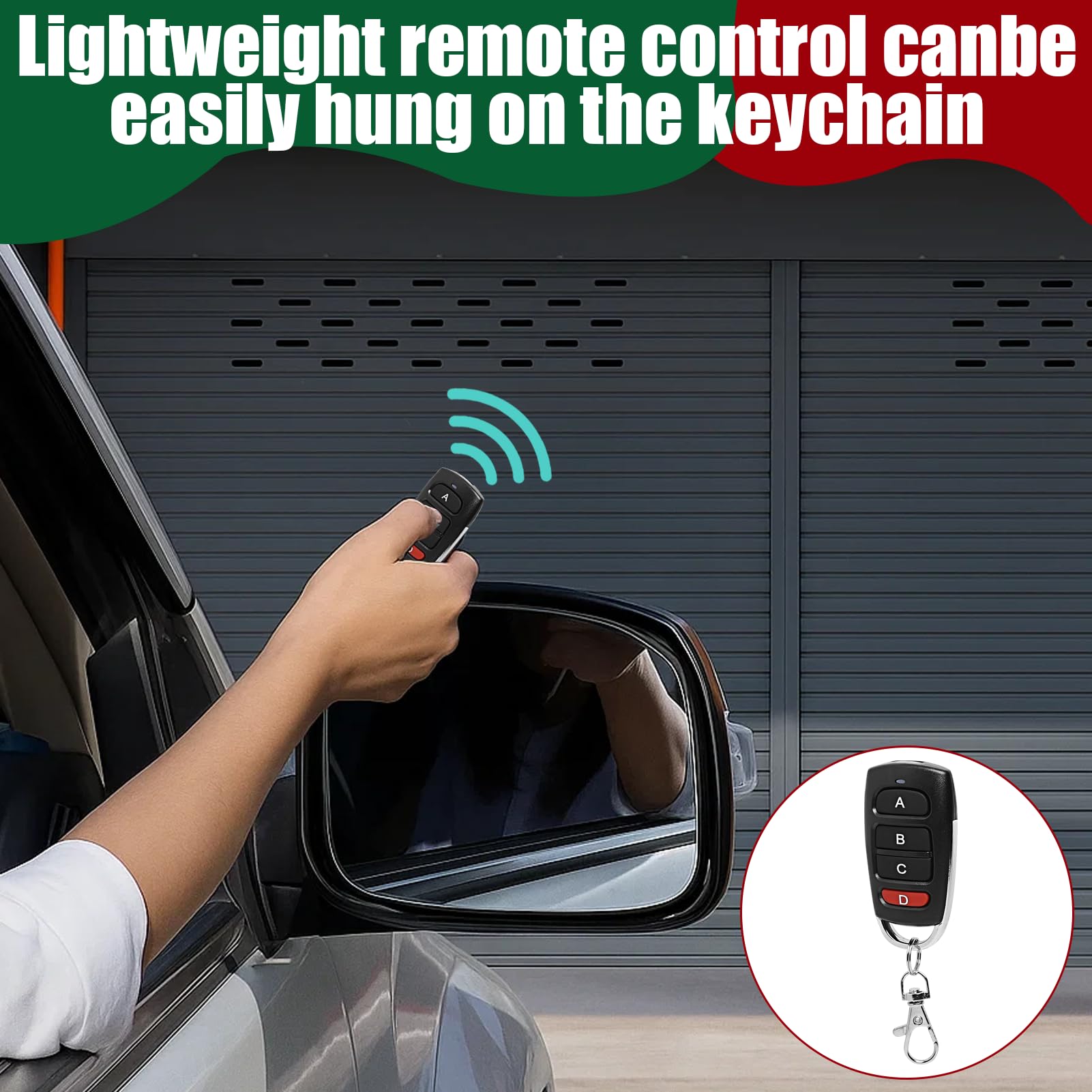 4 pcs Mando de Garaje Universal 433MHz – 4 Unidades, Control Remoto para Puerta de Garaje, Compatible con Mandos Automáticos (Negros y Rojos) — view 6