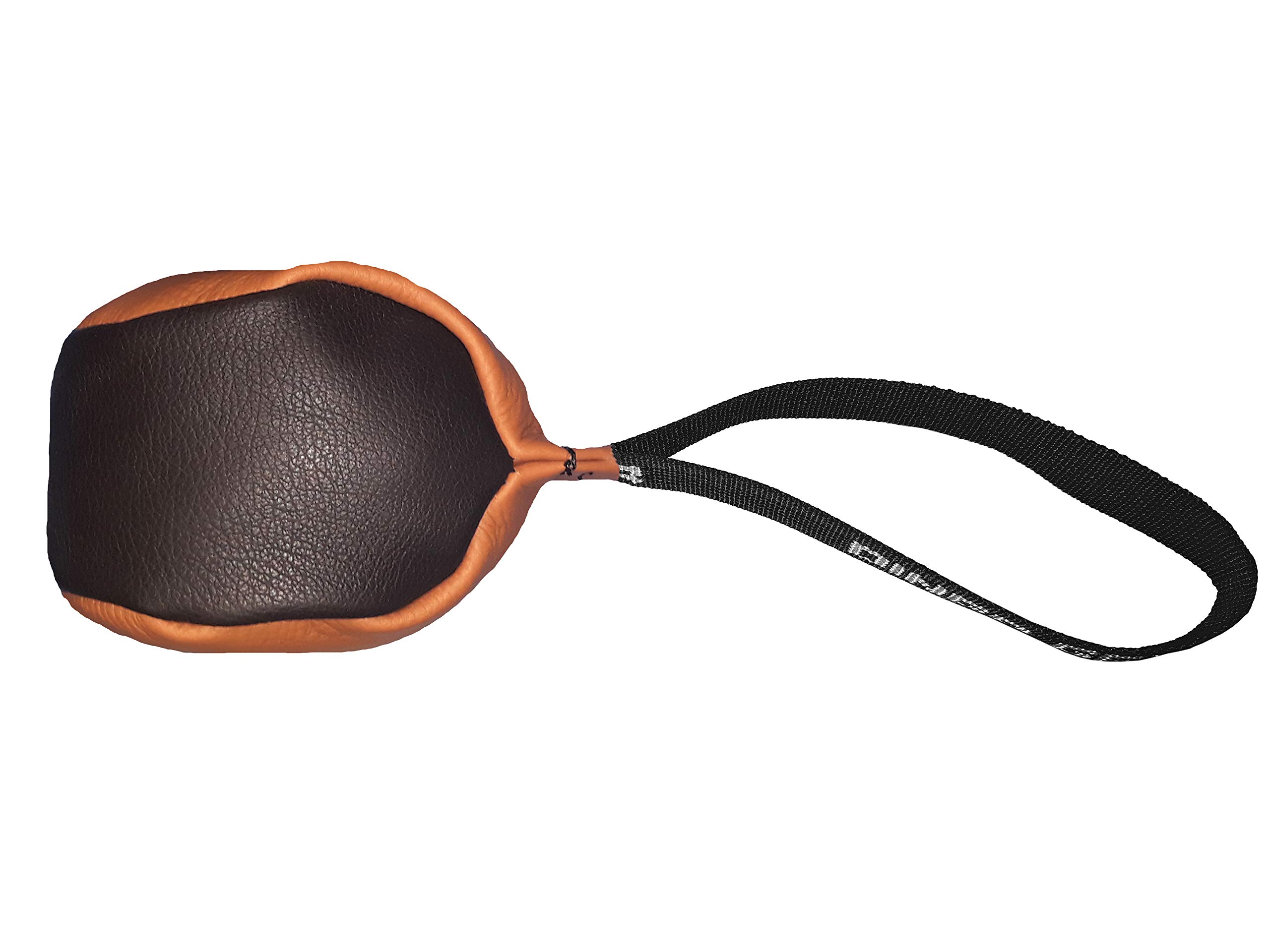 DINGO GEAR WWW.DINGOGEAR.COM 1977Soft Genuine Leather Ball with a Handle for the Bite Training, Ø 11 cm Retrieve and Reward Dog Toy S02779, Random