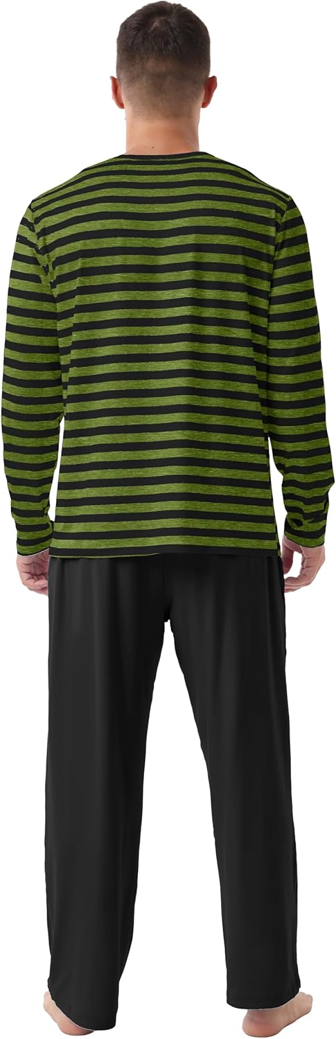 PrinStory Men's Pajamas Set Long Sleeve Pjs 2 Piece Comfy Pajama Sleepwear Henley Loungewear Sets with Pockets - Image 6