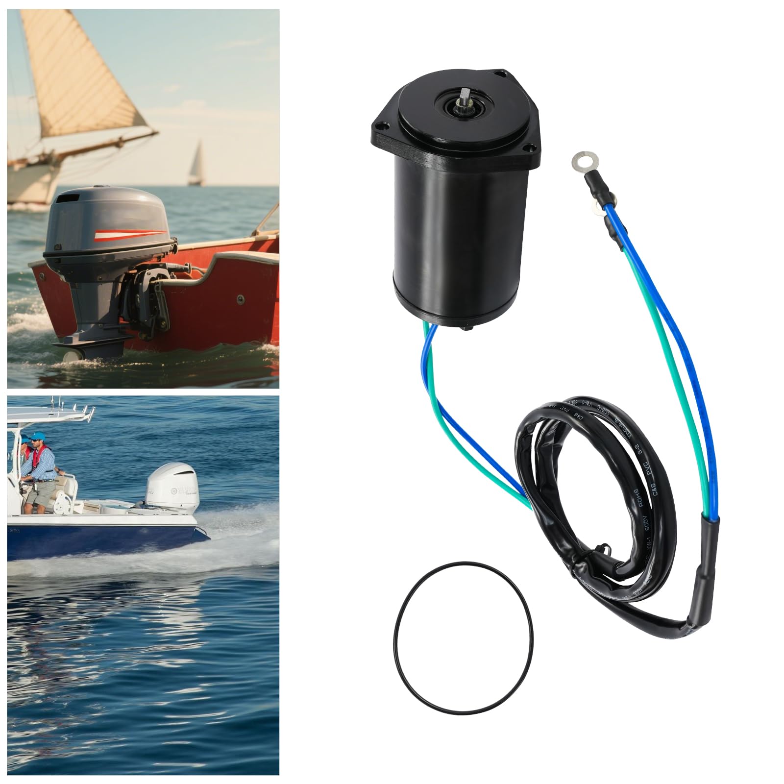 Powertrimm - Motore da 12 V, 200 W, per Yamaha 40-50 CV, in rame, su misura | Robusto motore basculante da 12 V in ferro e rame per fuoribordo Yamaha. Include anello di tenuta per una tenuta perfetta.