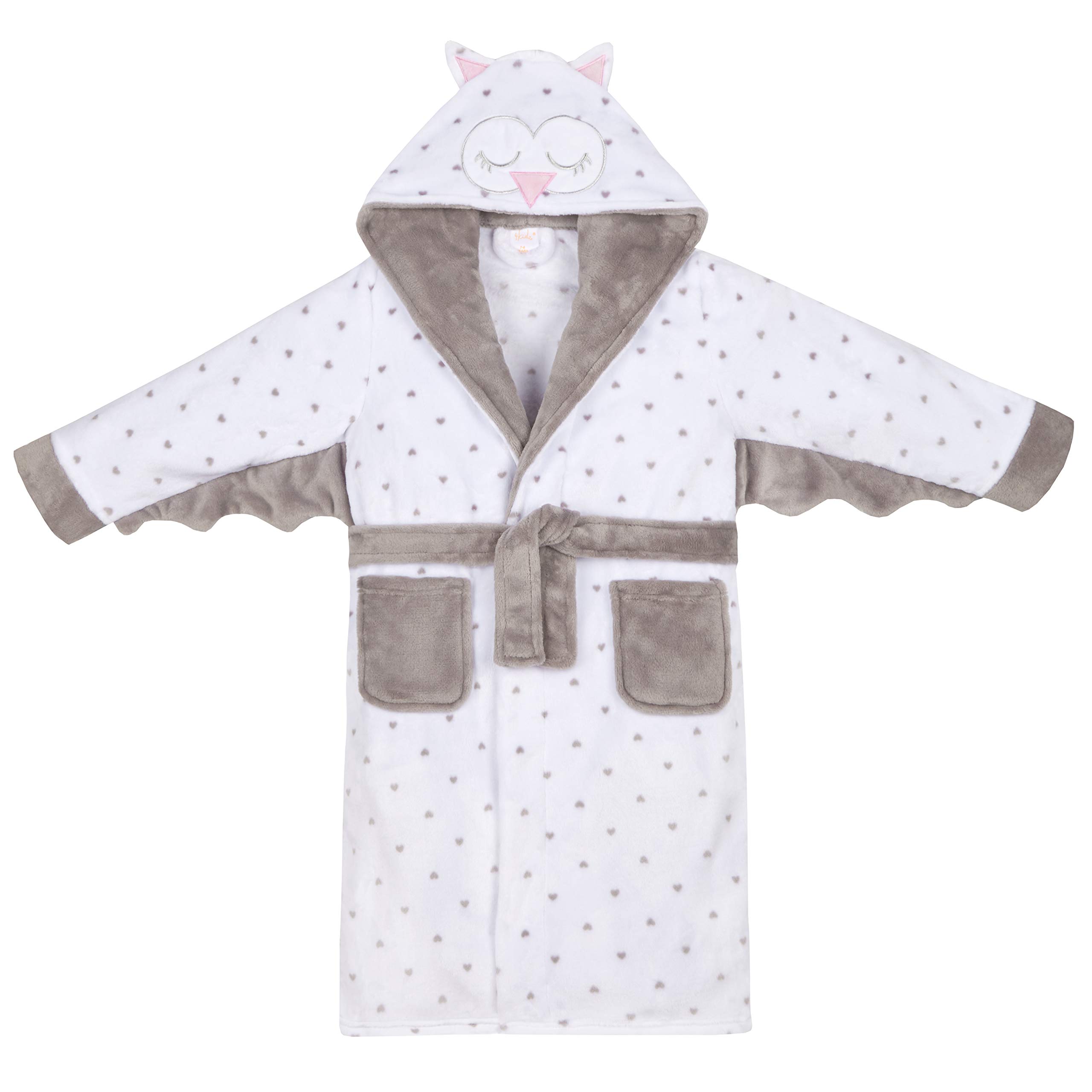 Metzuyan Girls Cream Novelty Hooded Plush Fleece Owl Dressing Gown 3-4 Years