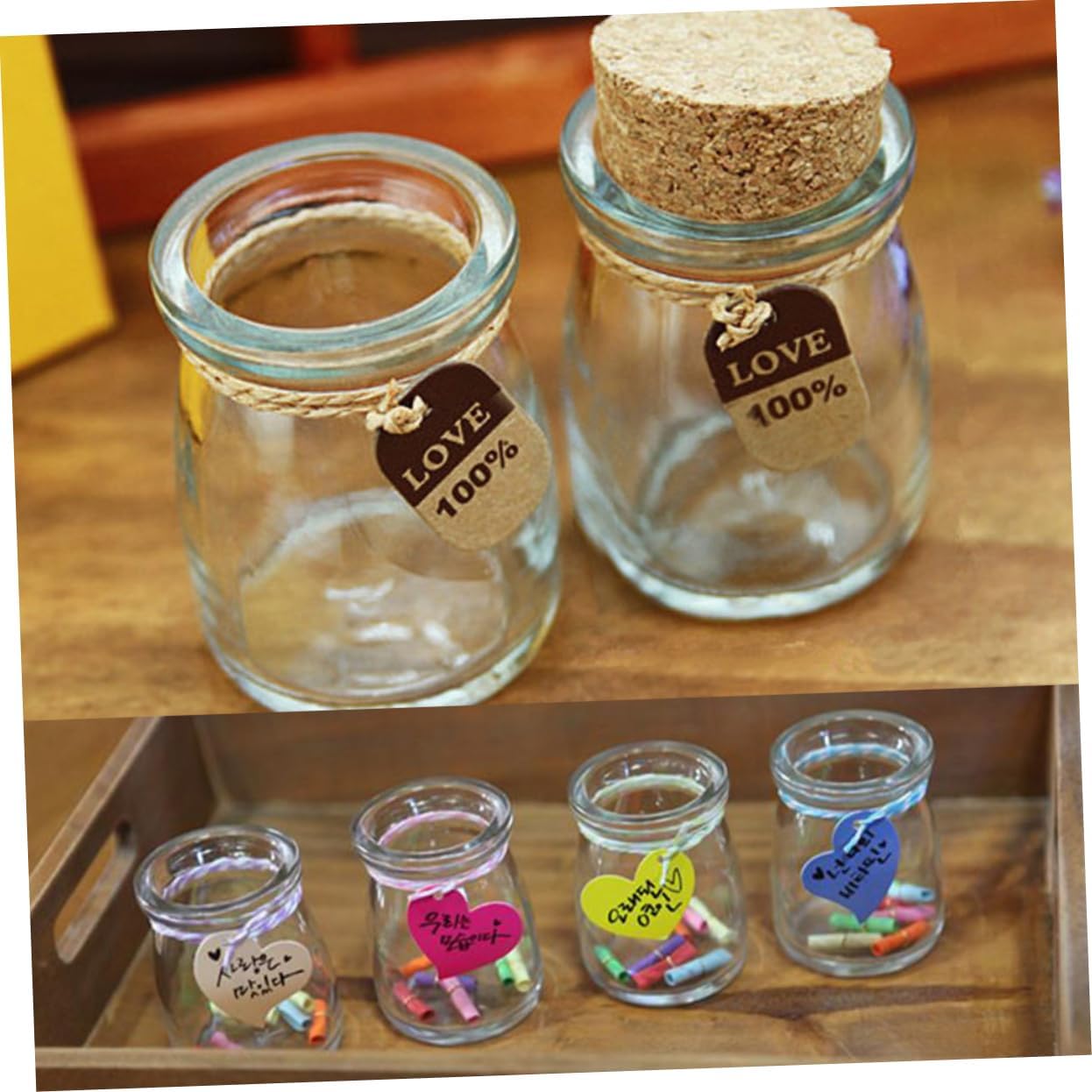 12 Pcs Glass Favor Jars with Cork Lids Decorative Honey Pot Bottles with Label Tags for Spices Candy Candle Making Wedding Favors and Home