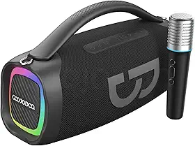 Caixa de Som Bluetooth Portátil 50W com Microfone, Grave Poderoso, Iluminação RGB - AB4092 Preto