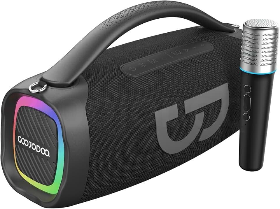 Caixa de Som Bluetooth Portátil 50W com Microfone, Grave Poderoso, Iluminação RGB - AB4092 Preto