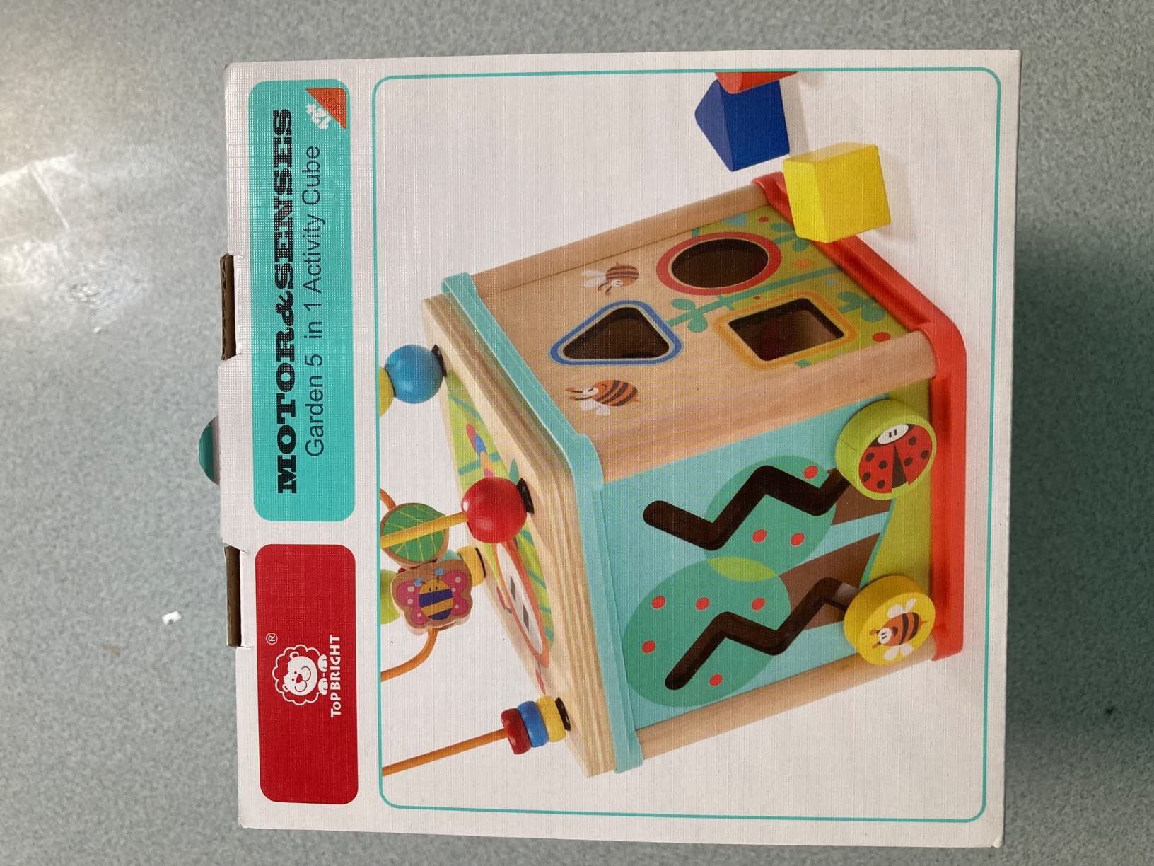 TOP BRIGHT Wooden Activity Cube 5-in-1 – Wooden Activity Table for Kids