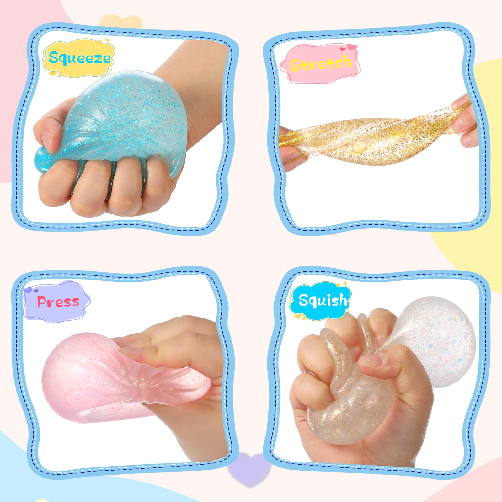 Glitter Dumpling Squishy, Viral Squishy Dumpling Mystery Box, Bao Bun Squeeze Toy,Stress Relief Fidget Toys (Golden) — view 3