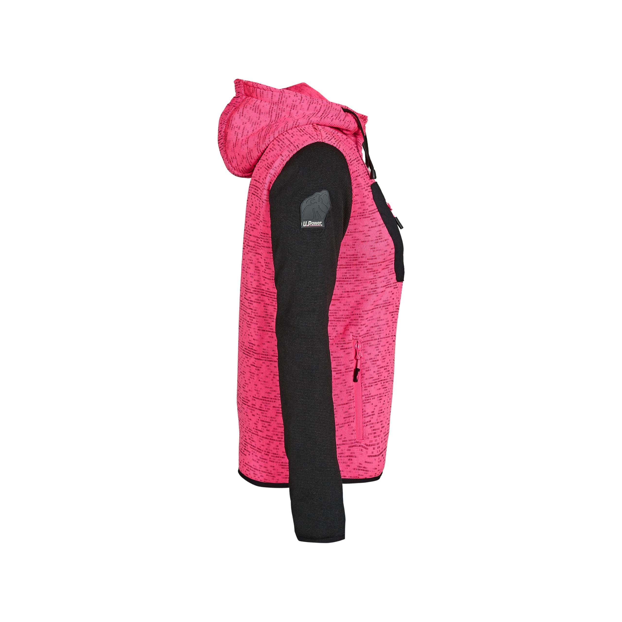 U-Power Rainbow, Felpa Full Zip, Con Tasche Ampie, Morbido Pile, Tessuto Cotone Stretch, Collo Alto, Cappuccio Regolabile, Abbigliamento Invernale Confortevole (BLACK FUCSIA - S)