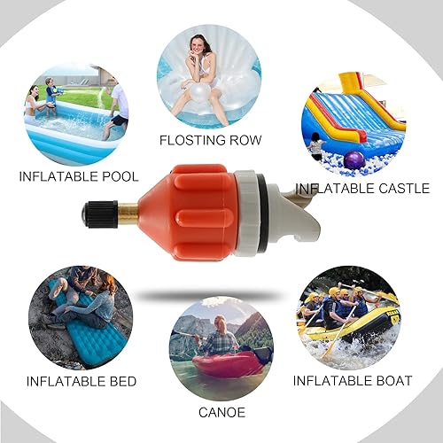 Miniatura 2 de Vkinman Adaptador de bomba SUP, bomba de aire inflable para barco, kit de adaptador de válvula de aire, boquilla de aire, cabezal de conversión