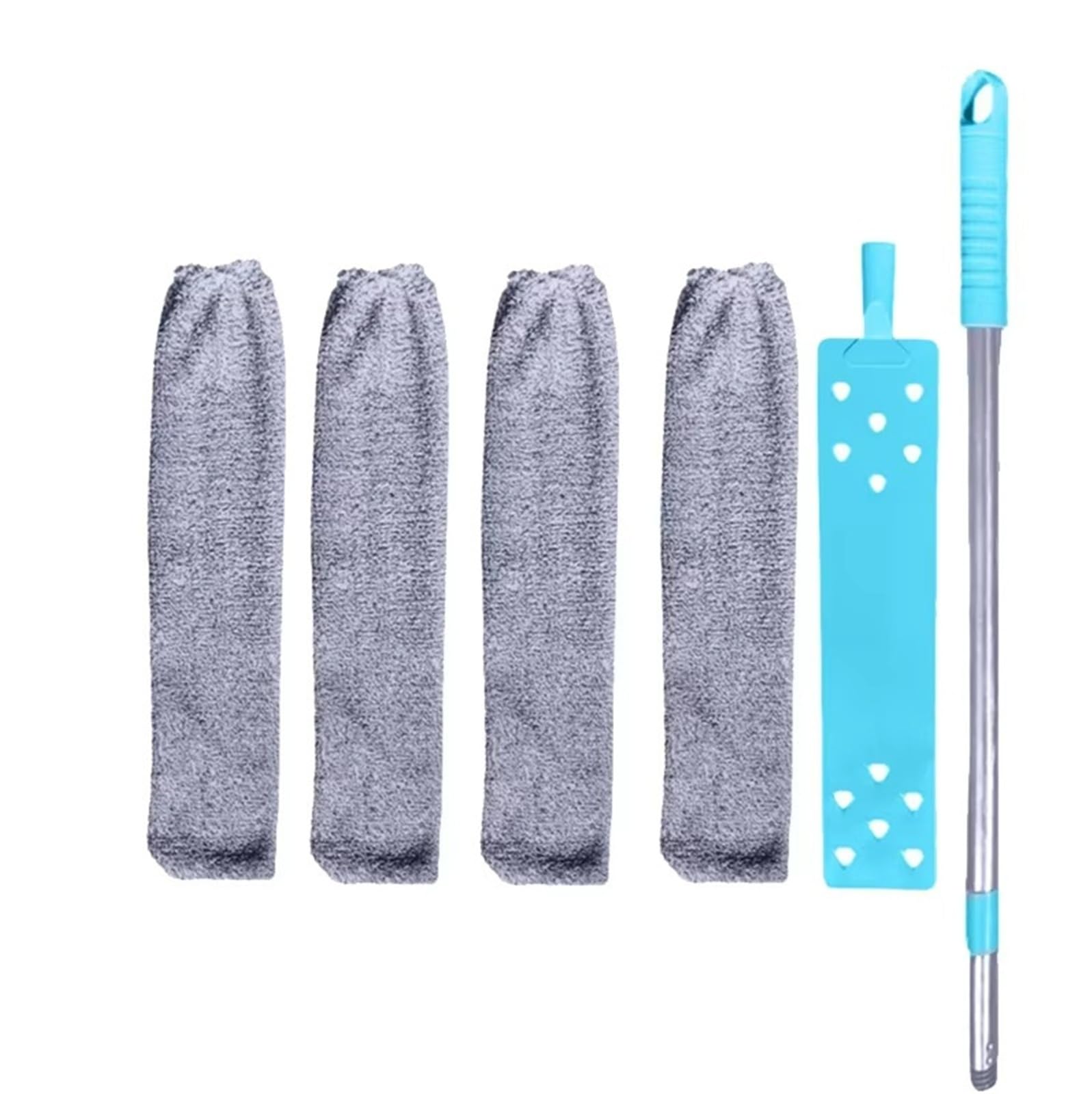 Cleaning Duster Long Handle Mop Telescopic Duster Cleaning Brush Bendable Head Extendable Pole Flat Flexible For Home Tool(With 3 Cloth)