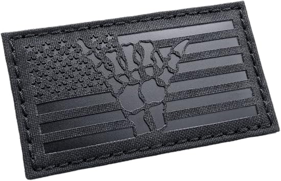 IR USA Shaka Bones Skeleton Surfer Hang Loose Tactical Morale Patch Blackout