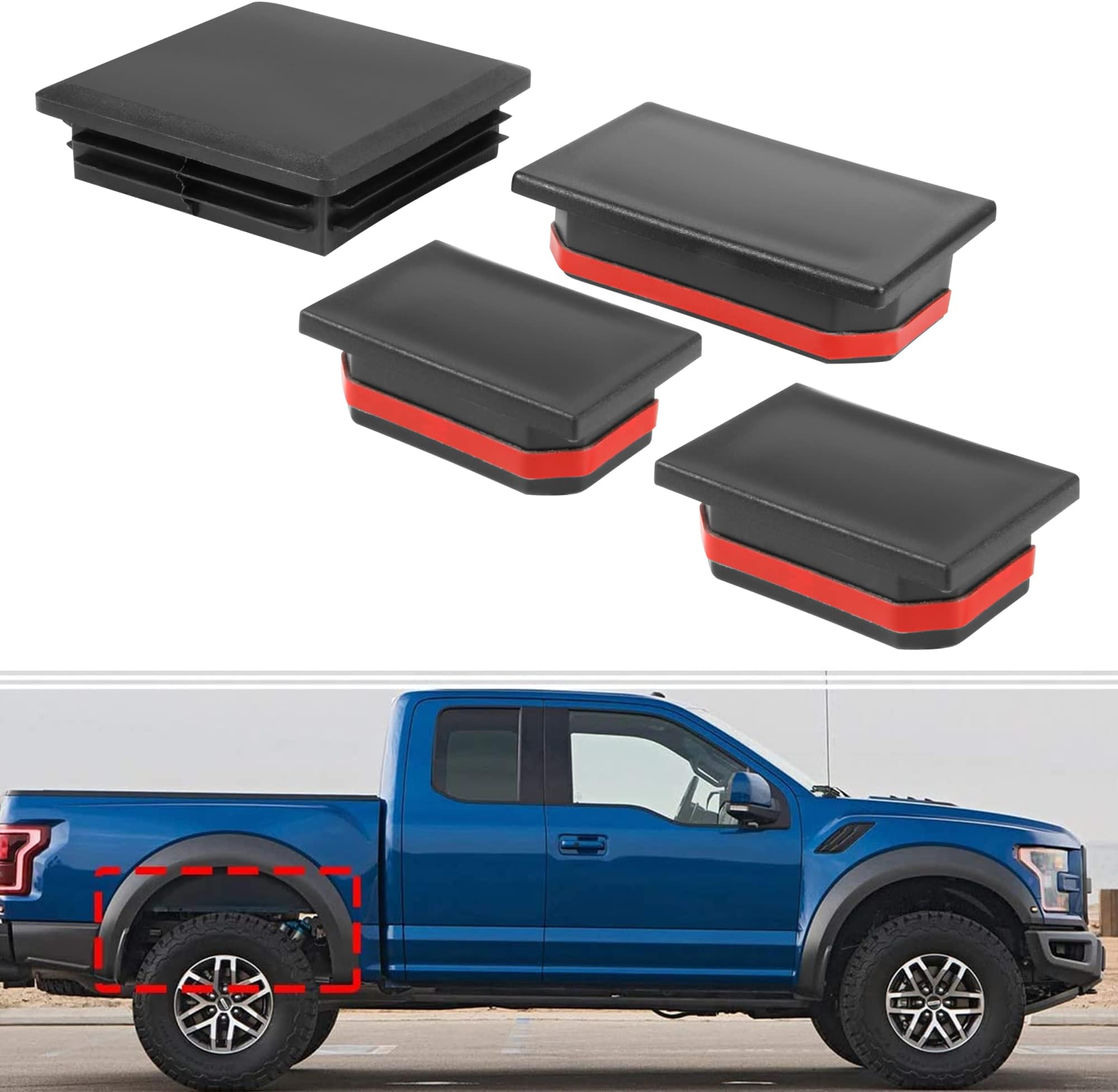 BASIKER Frame Tube Hole Plug for 2017-2019 Ford F150 Raptor Anti Dirt Mud and Debris Caps Rear Left Right Wheel Well Hole Plugs for Wheel Well fender Liners