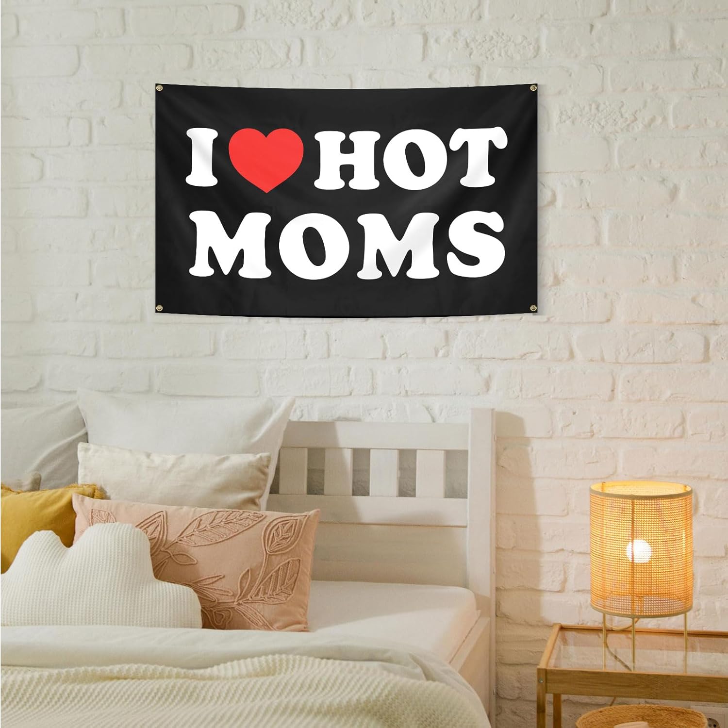 I Love Hot Moms Flag 3x5 Ft Funny Flag with 4 Brass Grommets for Man Cave College Dorm Bedroom Gift Home Decor - Image 4