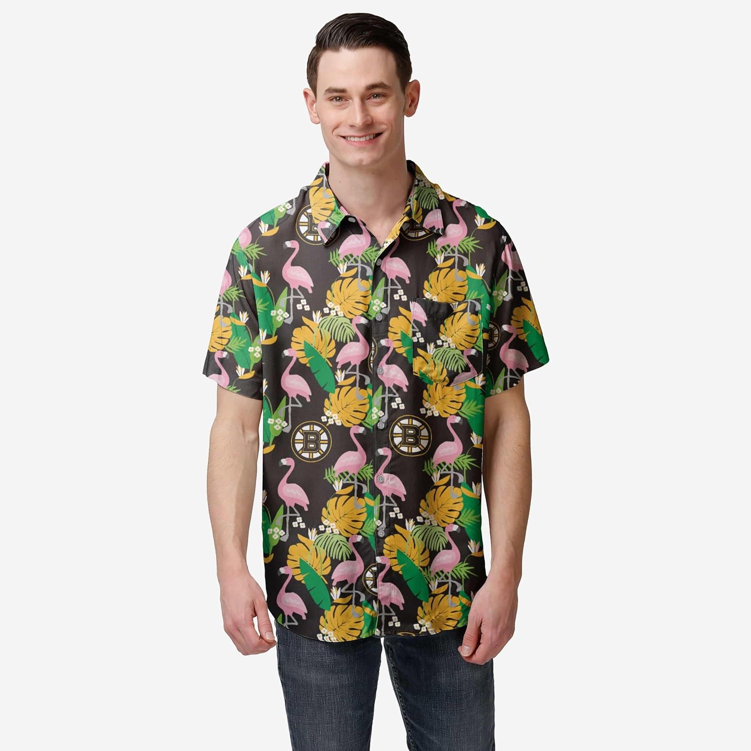FOCO Men's NHL Floral Tropical Button Up Shirt Sports
