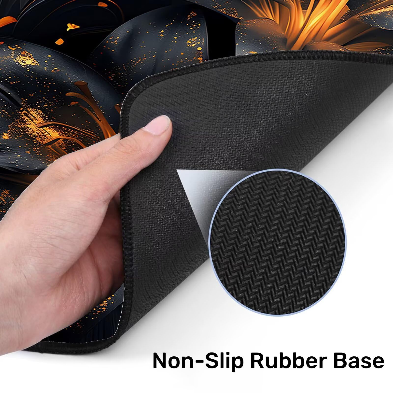 Tapis de Souris de Jeu, Fleurs Tapis de Souris XXL 1500x600x4 mm, sous-Main Bureau Lis avec Base en Caoutchouc Antidérapant et Imperméable, Surface Lisse Améliorez la Précision et la Vitesse, T-5