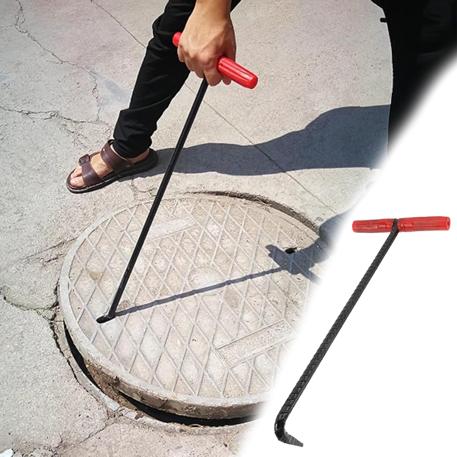 MUSNOW Drain Cover Lifting Hooks with Protective Cover