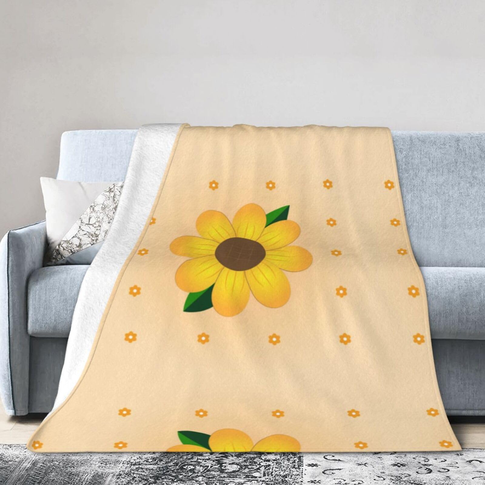 Golden Sunflower 40"x30" Fleece Blanket, Full Size, Super Soft, Suitable for Bed, Sofa, Camping, All Seasons