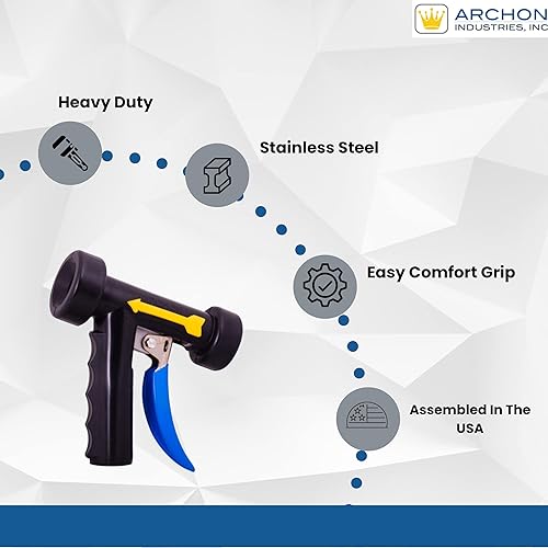 Miniatura 2 de ARCHON Industries RT12-SB - Boquilla de pulverización de agua con gatillo trasero, resistente y ligera, fabricada con acero inoxidable, color negro,