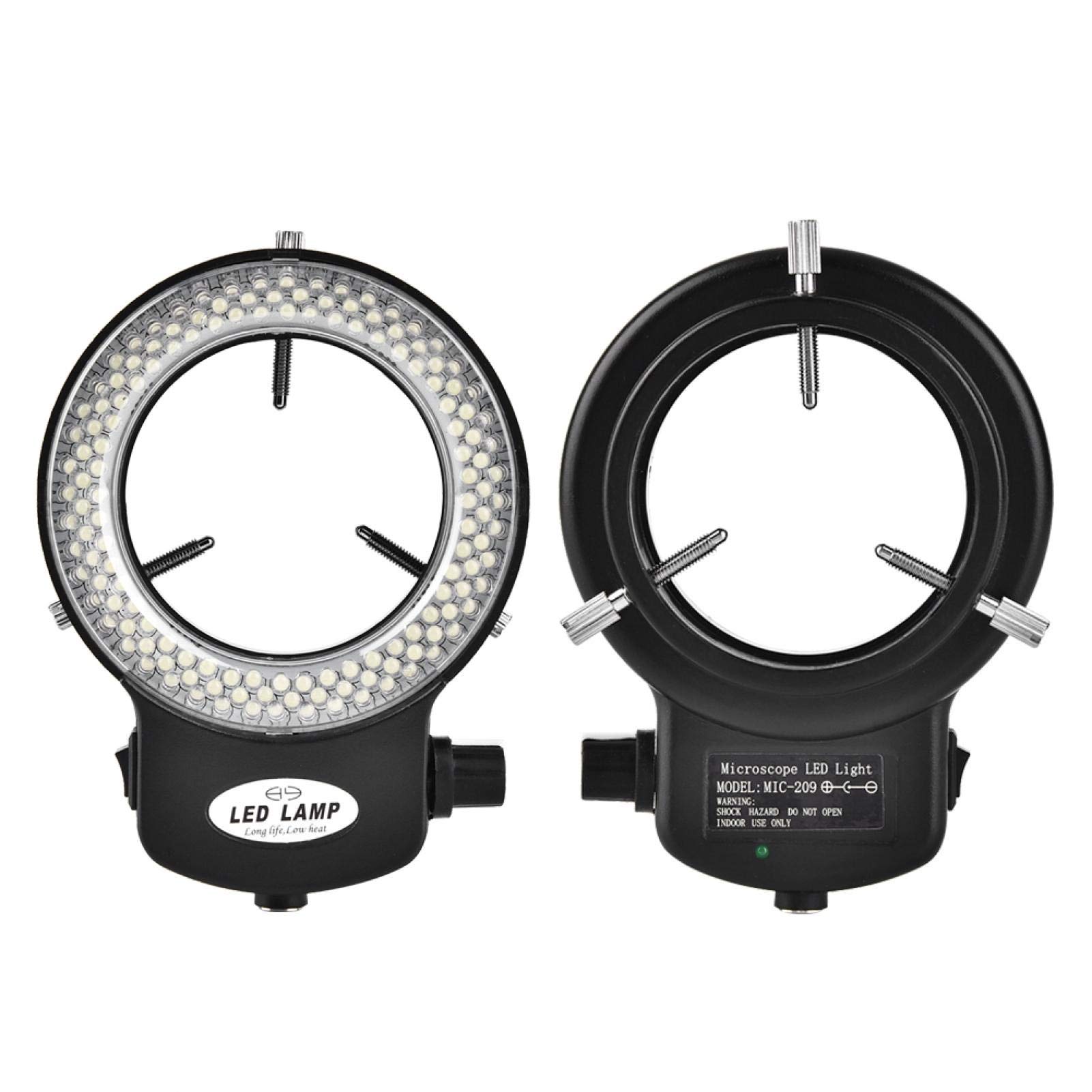 Akozon 144 LED Oświetlenie pierścieniowe Koraliki Źródło światła Luminous Regulowana lampa pierścieniowa do mikroskopu stereo (czarna)