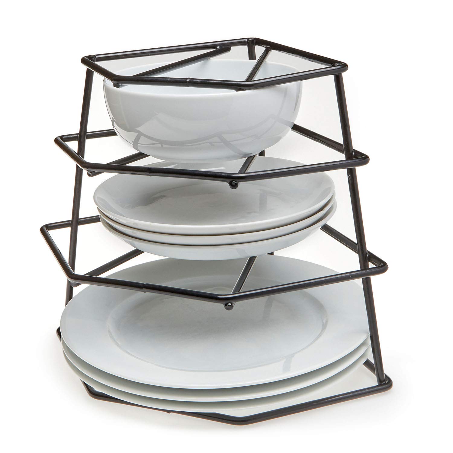 Taylor & Brown® 4 Tier Corner Kitchen Plate Rack Tidy Cupboard Shelf Insert Organiser New (Black)