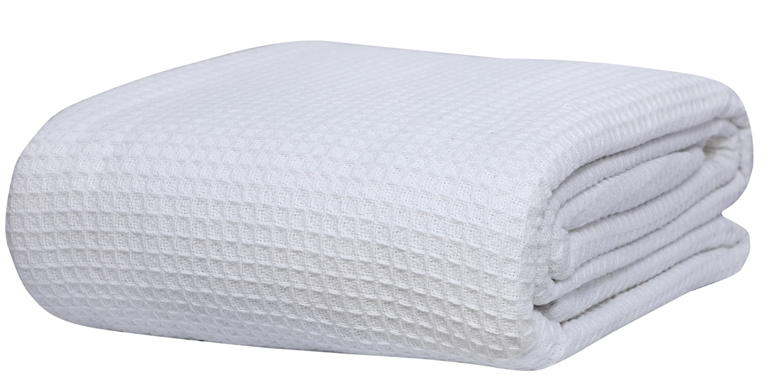 Sponsored Ad - Eurotex 100% Cotton Blankets Twin Size for Bed - White 405GSM Waffle Weave Soft Lightweight Thermal Bed Bla...