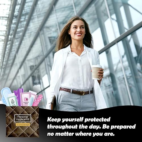 Miniatura 3 de Kit menstrual de estilo marrón todo en uno, paquete de 10 unidades  Comodidad sobre la marcha  Paquete de kit de período para viajes,
