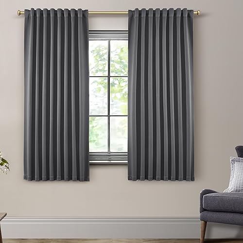 Miniatura 67 de SHINELAND Cortinas opacas de 102 pulgadas para sala de estar, cortinas opacas con pestaña trasera de 102 pulgadas de largo para dormitorio, Crema