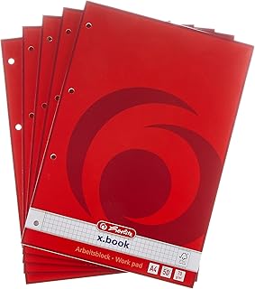 Herlitz Arbeitsblock x.book A4, Sonderlineatur kariert mit Beschriftungsfeldern, 5 Stück