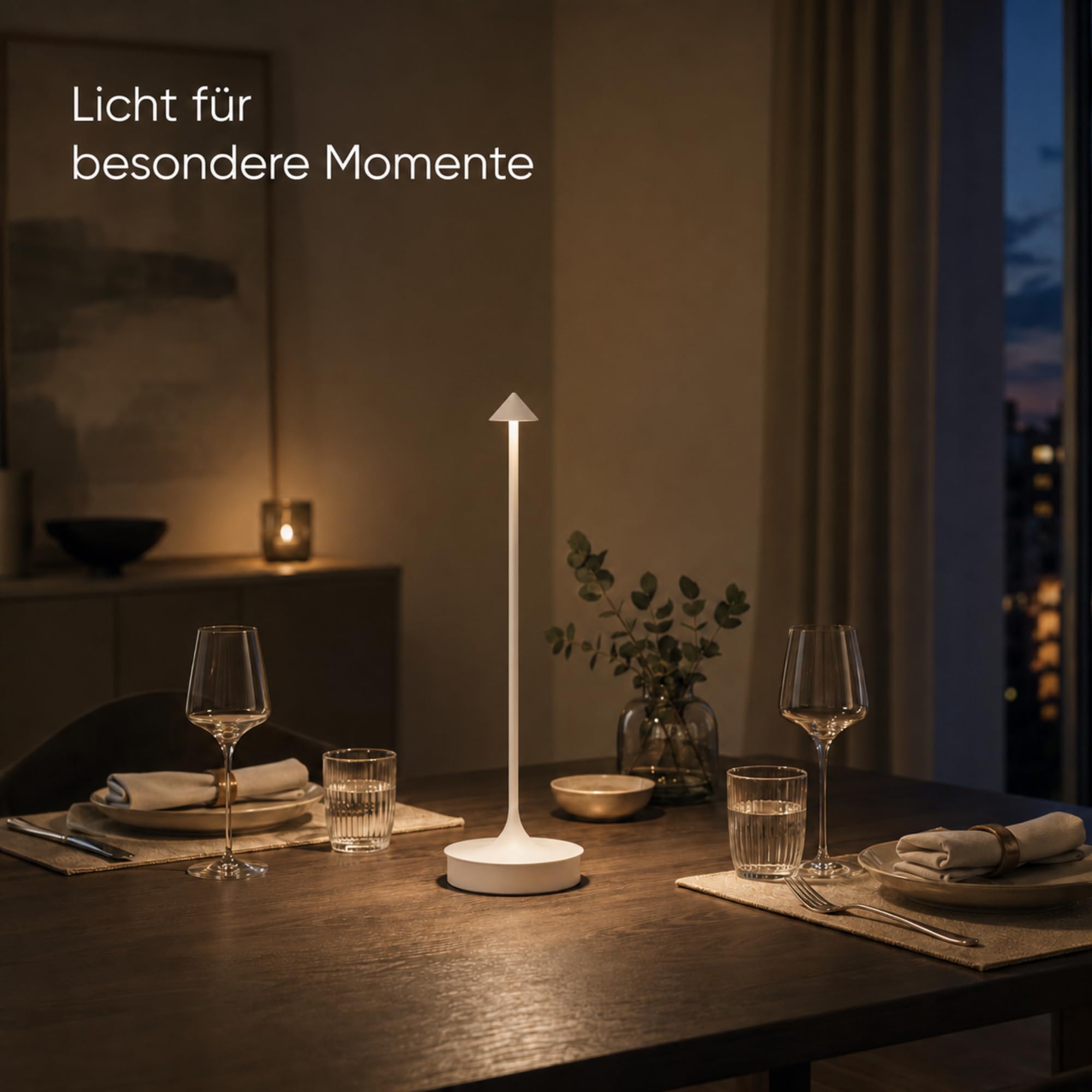Leomix Lampada da tavolo a LED, senza fili, batteria senza fili, ricaricabile, 4000 mAh, lampada da tavolo touch, dimmerabile, per esterni, IP54, impermeabile, per ristoranti, bar, giardino, balcone,