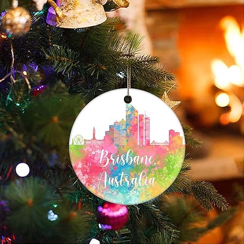 Vista 11 de Two-Side Printed Australia-Canberra Ceramic Christmas Ornament, Novelty for Family Friends Kids, Colorful City Painting Christmas Keepsake Pendants