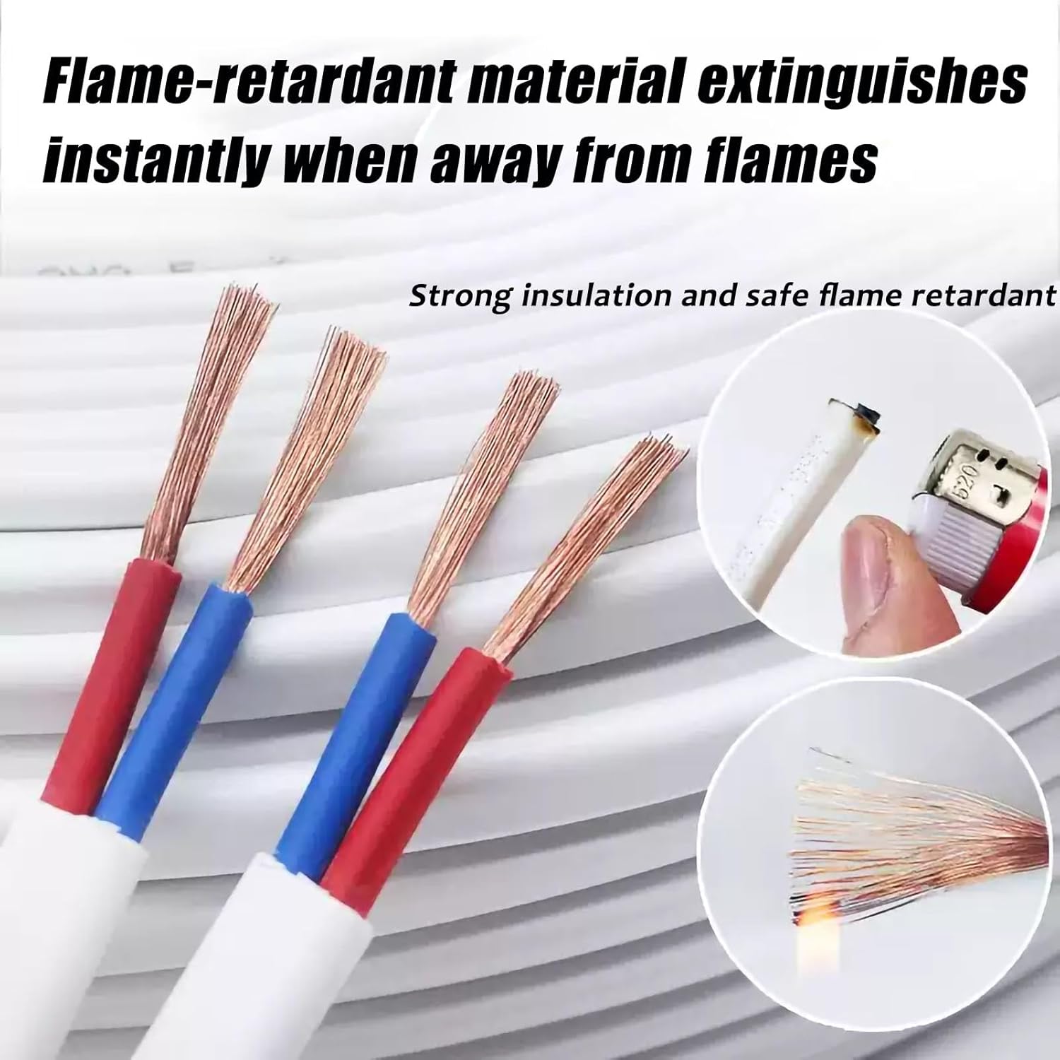 18/16/14/12/10 Gauge 2 Conductor Electrical Wire 30FT Low Voltage 18/2 Tinned Copper Stranded 2 Wire, White Flexible Extension Power for Automotive, LED Lamp(80FT,14AWG-2C)