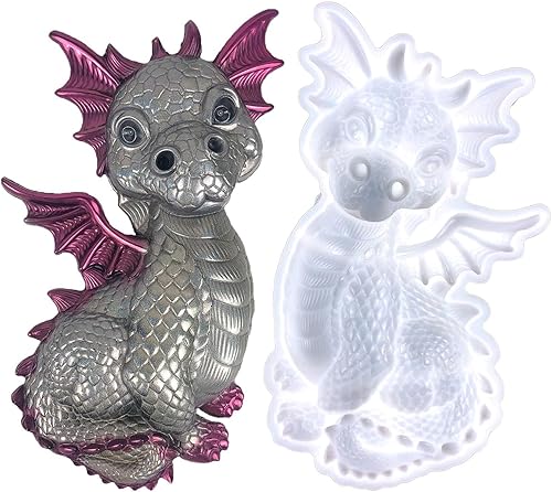 Molde de silicona de dragón, molde de silicona de dragón volador, moldes de resina epoxi de animales, moldes de fundición de dragones grandes,