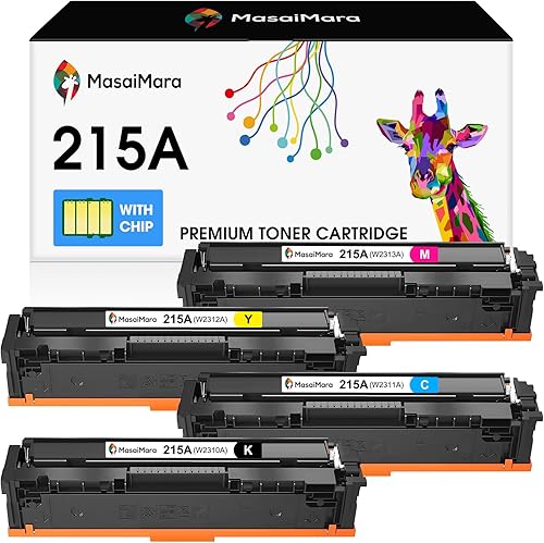 MasaiMara Cartuchos de tóner de repuesto 215A para cartuchos de tóner HP 215A, paquete de 4 unidades  Funciona para HP Color Laserjet Pro M155, para