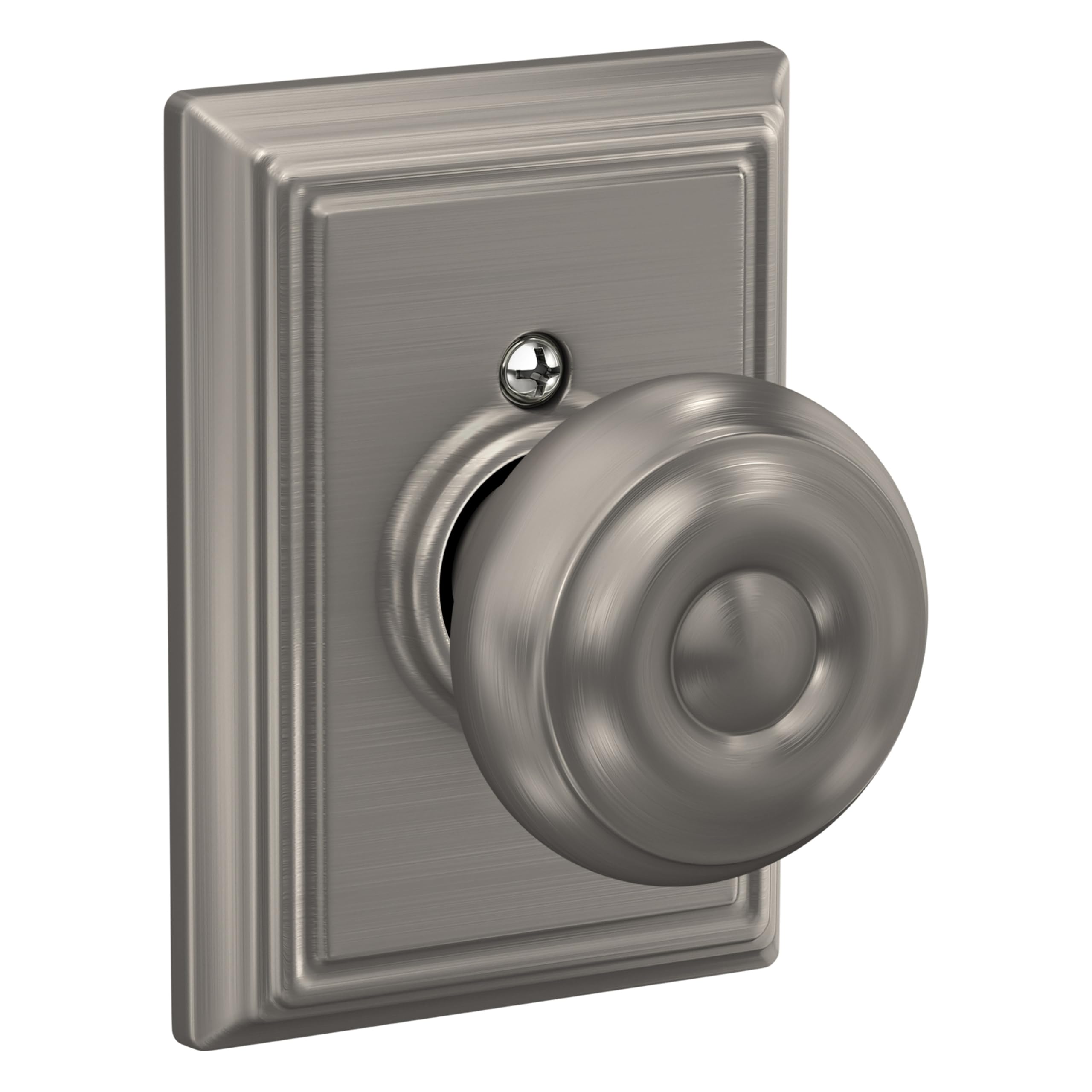 SCHLAGE Georgian Non-Turning Dummy Door Knob, Addison Trim, Satin Nickel