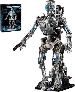 Mechanical Skeleton Robot Building Set with LED Lights 692PCS Poseable Model with Movable Gears & Display Stand, STEM Toy & Gothic Decor Gift for Adults Teens Age 14+