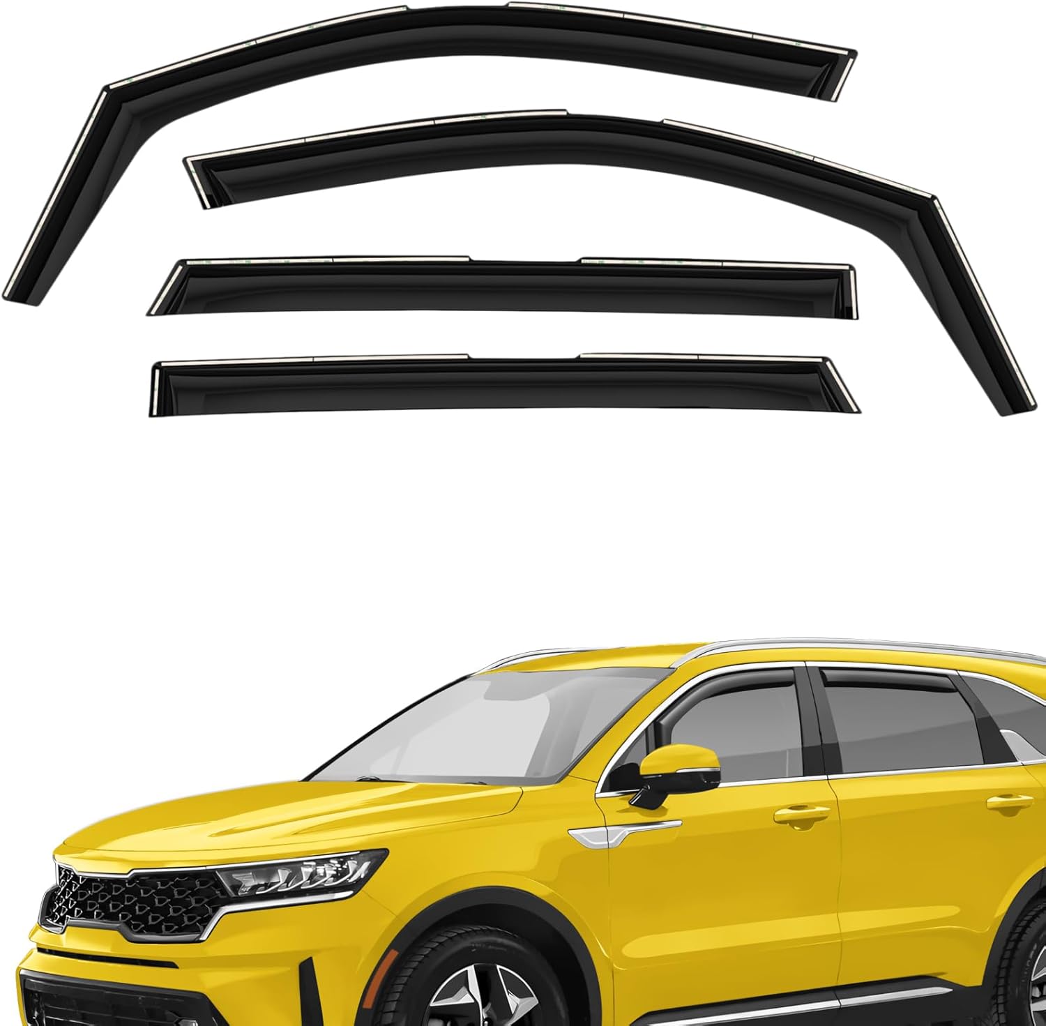 AEROGUYS Durable In-Channel Window Deflectors Rain Guards for Kia Sorento 2021-2026 - Custom Fit 4PCS Visors, UV Protected