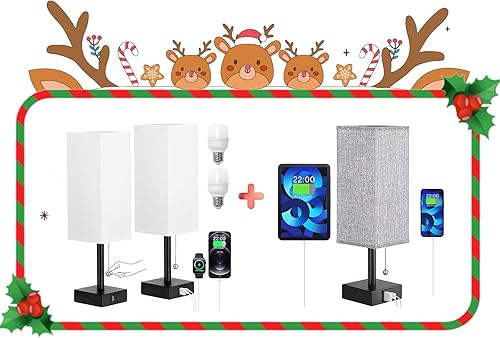 Miniatura 1 de Juego de 2 lámparas de mesita de noche  Lámparas de dormitorio con 3 temperaturas de color (3000 K5000 K4000 K), dos lámparas cuadradas para mesita